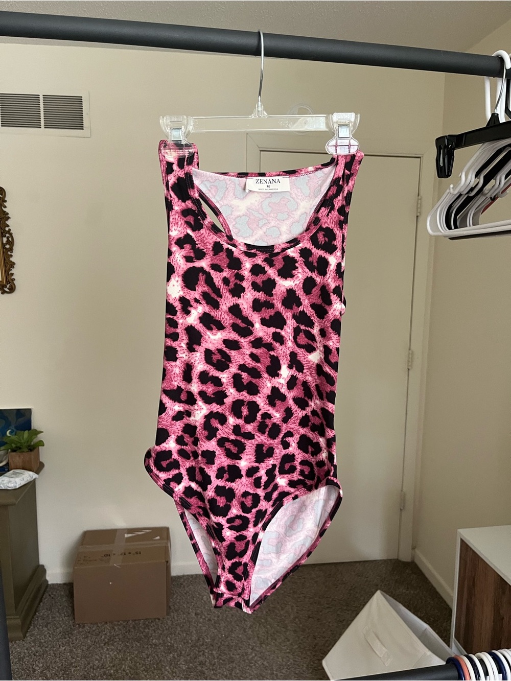 Zenana Outfitters Pink Leopard-Print Bodysuit
